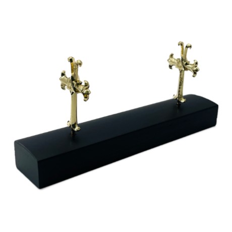 Ebony Metal Cross Pen Stand- Gold - Gold