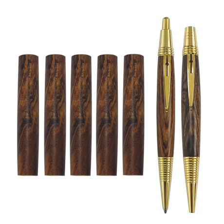 Hardwood Pre-Tubed & Pre-Turned Pen Barrels (5 Pack) For PKM-7 Pen Kits - African Blackwood