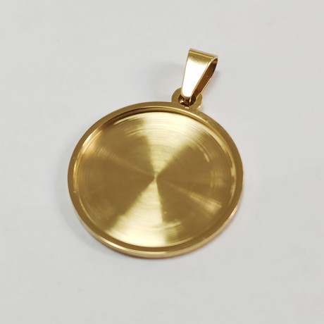 PDK-2 High-quality Polished Stainless Steel Blank Base Pendant - 20mm/Gold