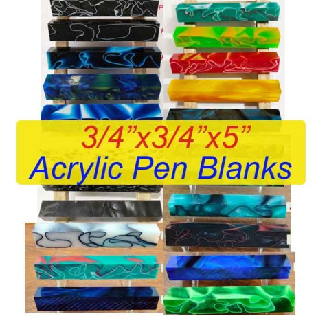 Acrylic Pen Blanks 3/4 inch x 5inch - S12